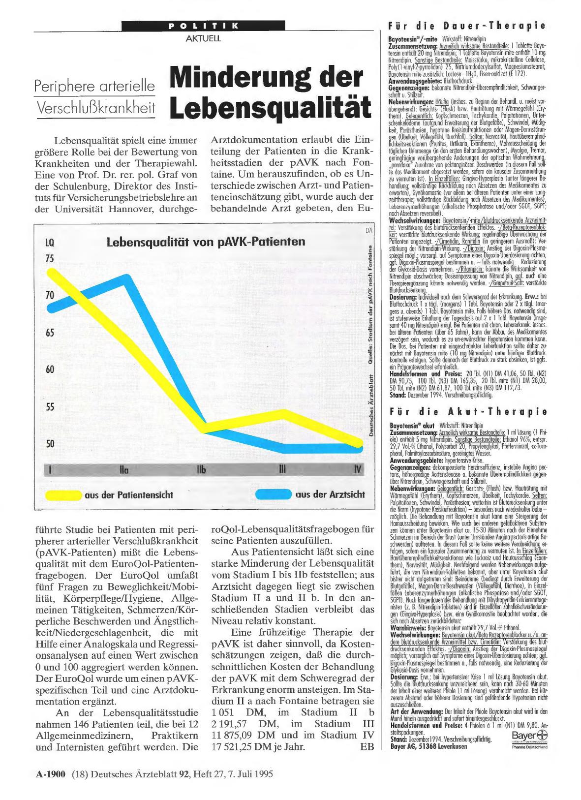 Vorschauseite 1: Periphere arterielle Verschlußkrankheit: Minderung der Lebensqualität