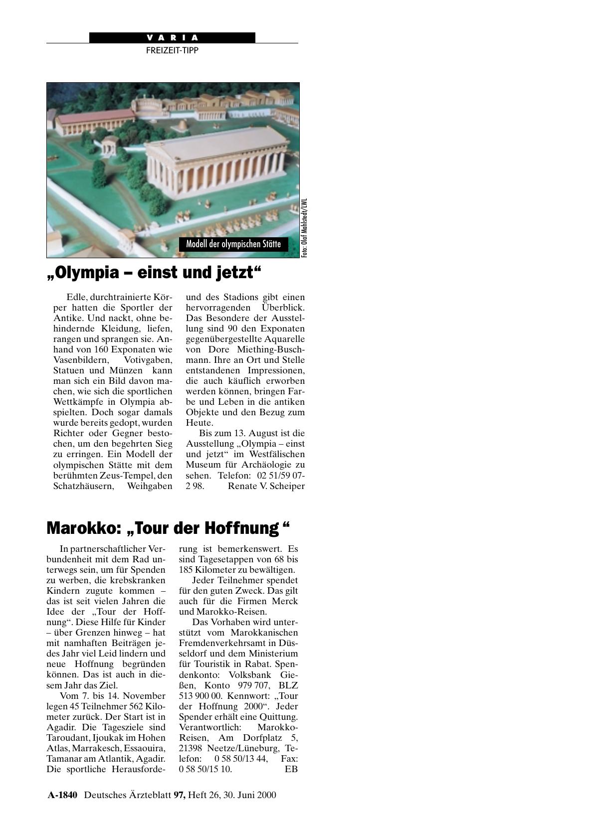 Vorschauseite 1: Marokko: „Tour der Hoffnung“