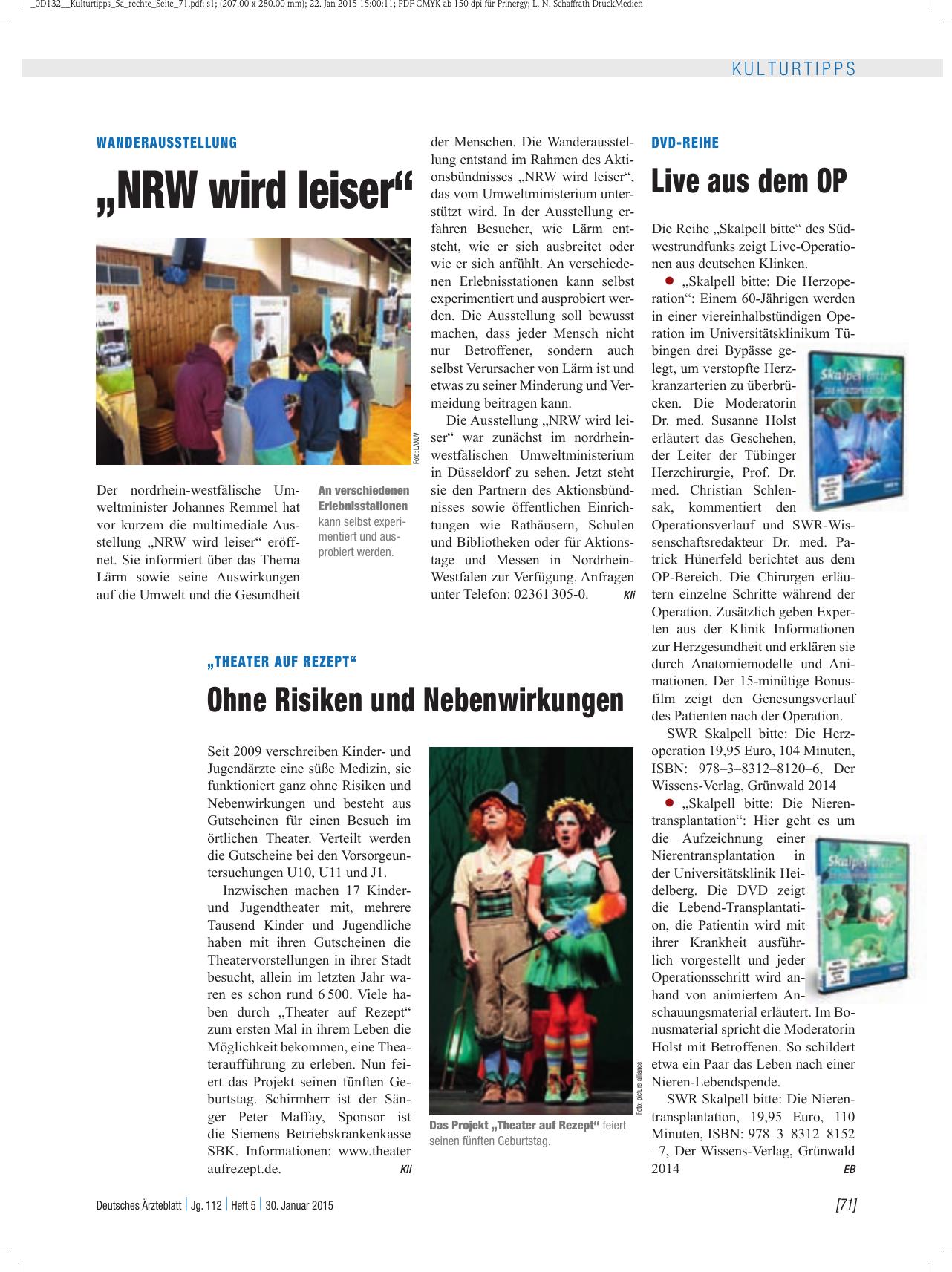 Vorschauseite 1: Wanderausstellung: „NRW wird leiser“