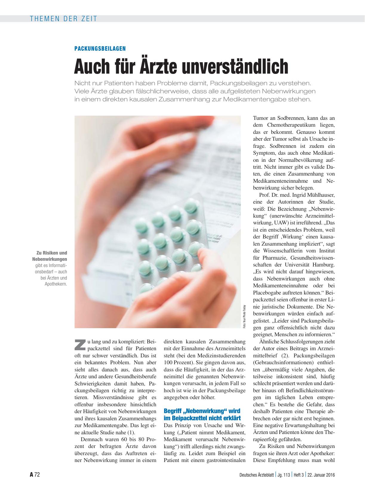 Vorschauseite 1: Packungsbeilagen: Auch für Ärzte unverständlich