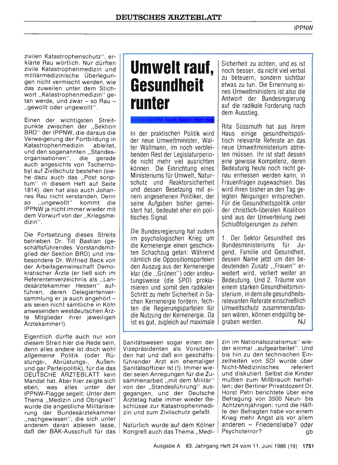 Vorschauseite 1: Umwelt rauf, Gesundheit runter