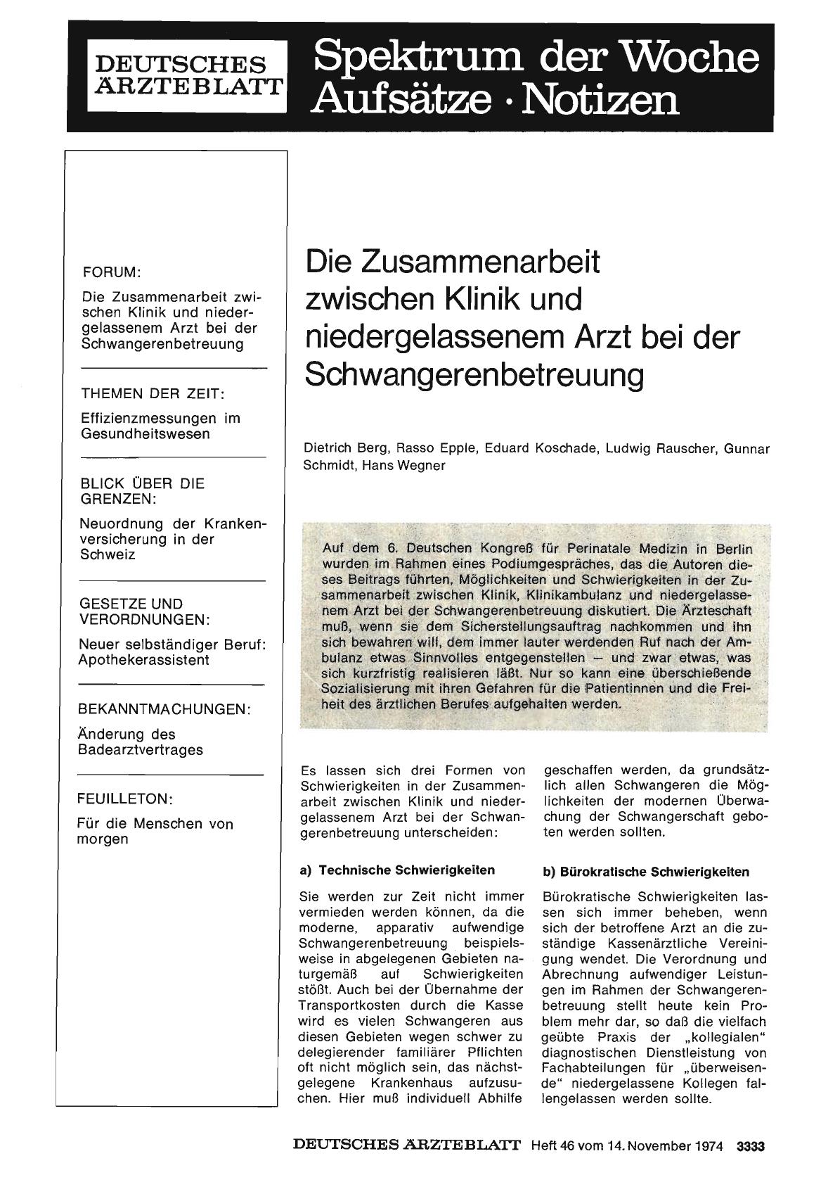 Vorschauseite 1: Die Zusammenarbeit zwischen Klinik und niedergelassenem Arzt bei der Schwangerenbetreuung