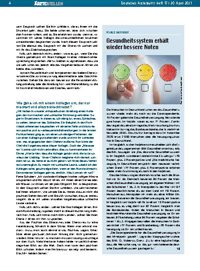 Vorschauseite 1: Gesundheitssystem erhält wieder bessere Noten