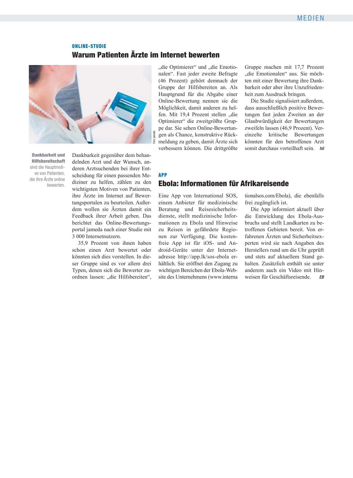 Vorschauseite 1: Online-Studie: Warum Patienten Ärzte im Internet bewerten