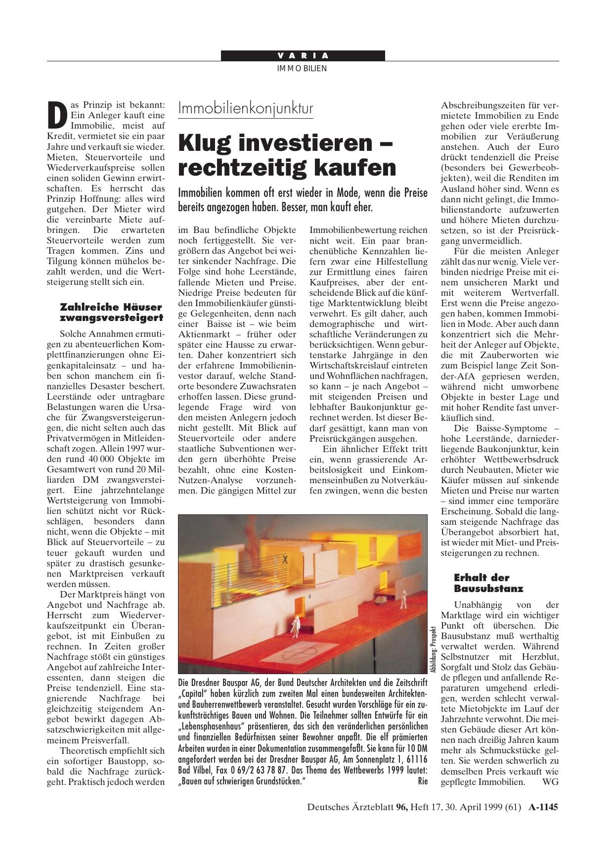 Vorschauseite 1: Immobilienkonjunktur: Klug investieren - rechtzeitig kaufen