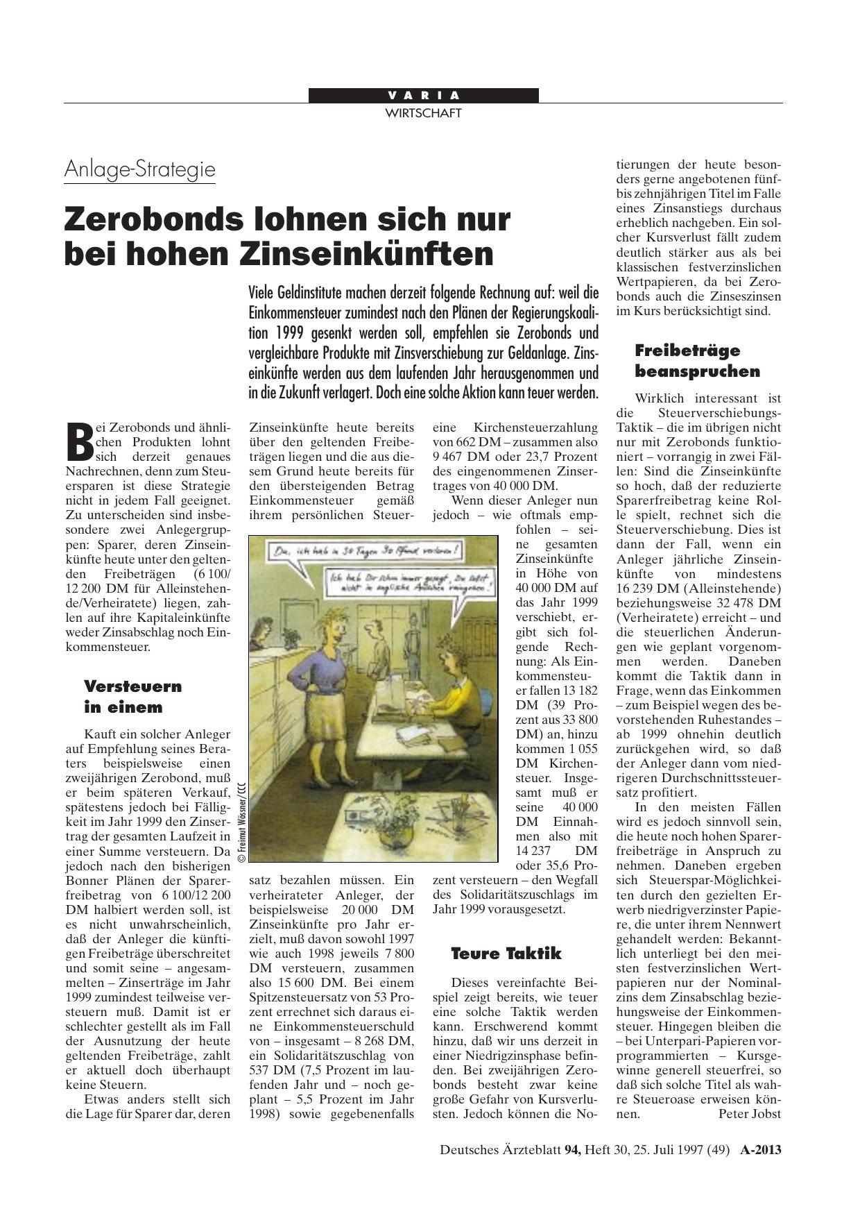 Vorschauseite 1: Anlage-Strategie: Zerobonds lohnen sich nur bei hohen Zinseinkünften