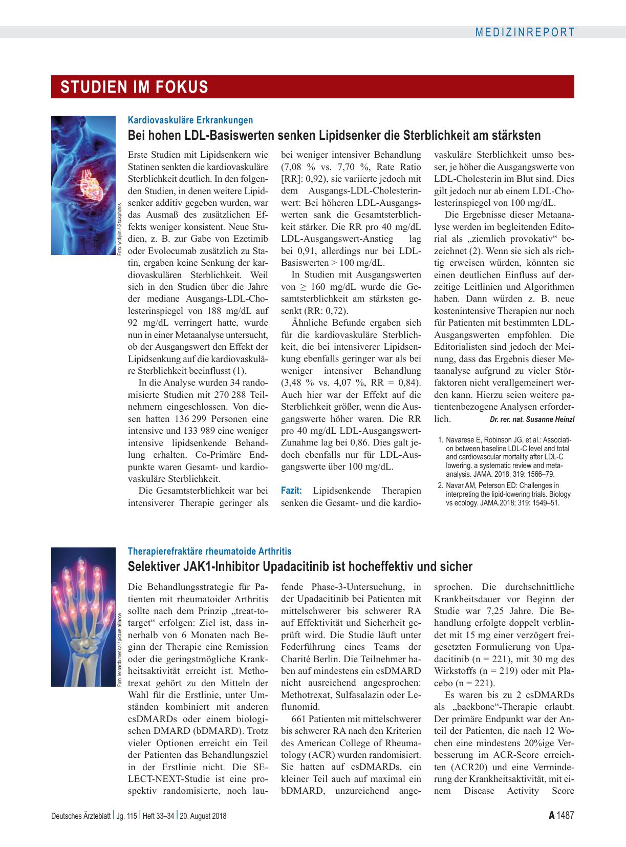 Vorschauseite 1: Therapierefraktäre rheumatoide Arthritis: Selektiver JAK1-Inhibitor Upadacitinib ist hocheffektiv und sicher