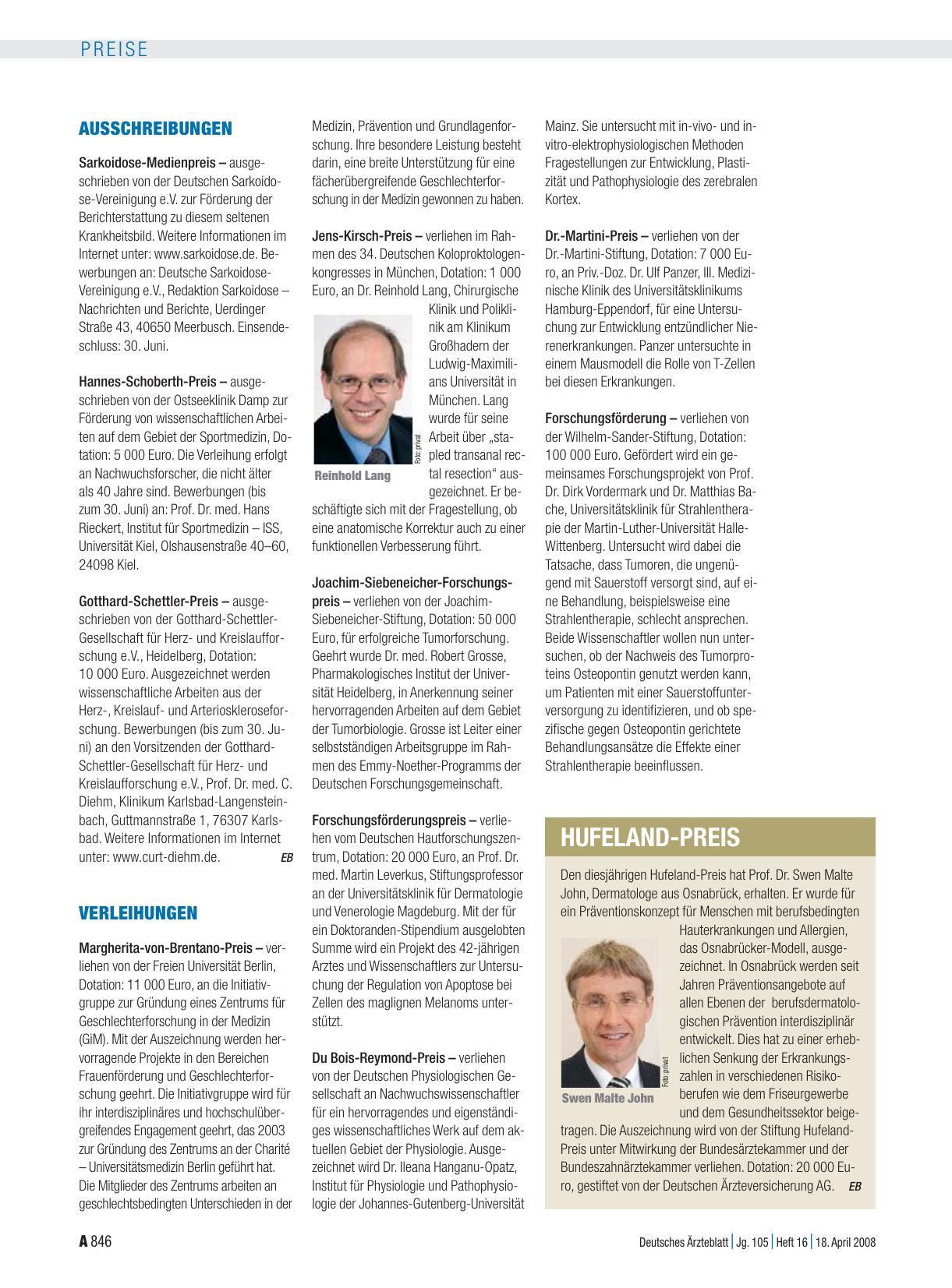 Vorschauseite 1: Hufeland-Preis