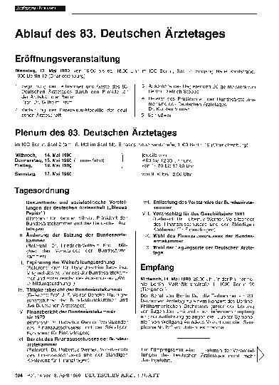 Vorschauseite 1: Ablauf des 83. Deutschen Ärztetages