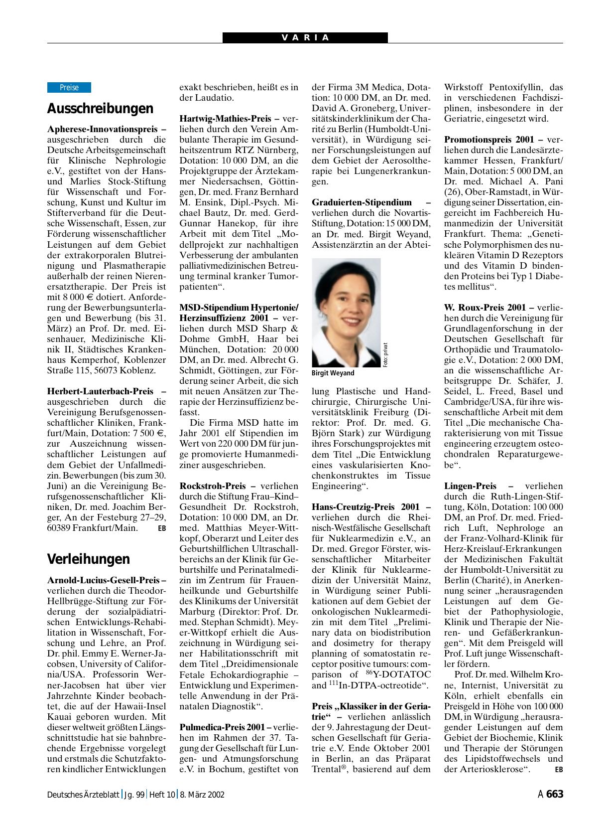 Vorschauseite 1: Verleihungen