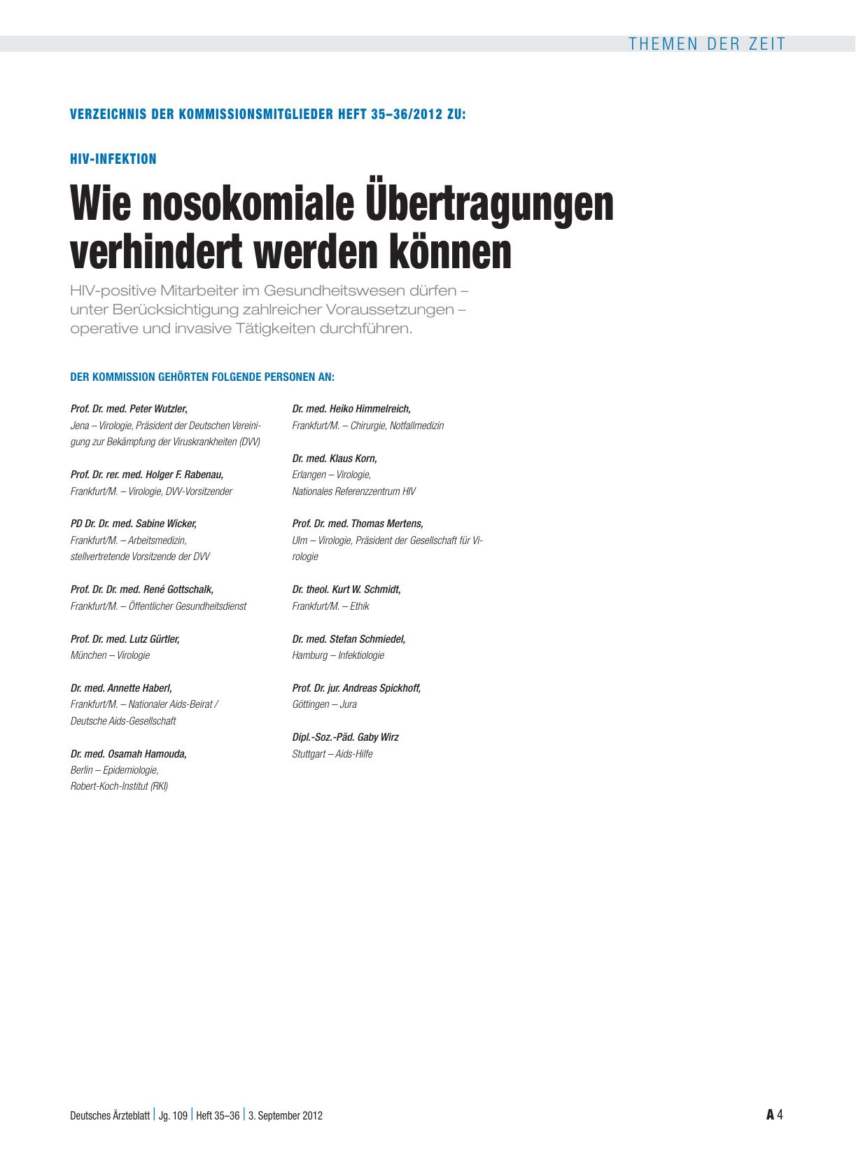 Vorschauseite 3: HIV-Infektion: Wie nosokomiale Übertragungen verhindert werden können