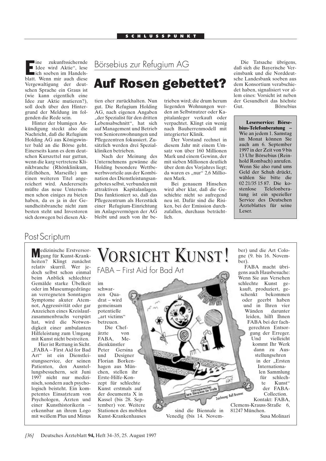 Vorschauseite 1: Börsebius zur Refugium AG: Auf Rosen gebettet?