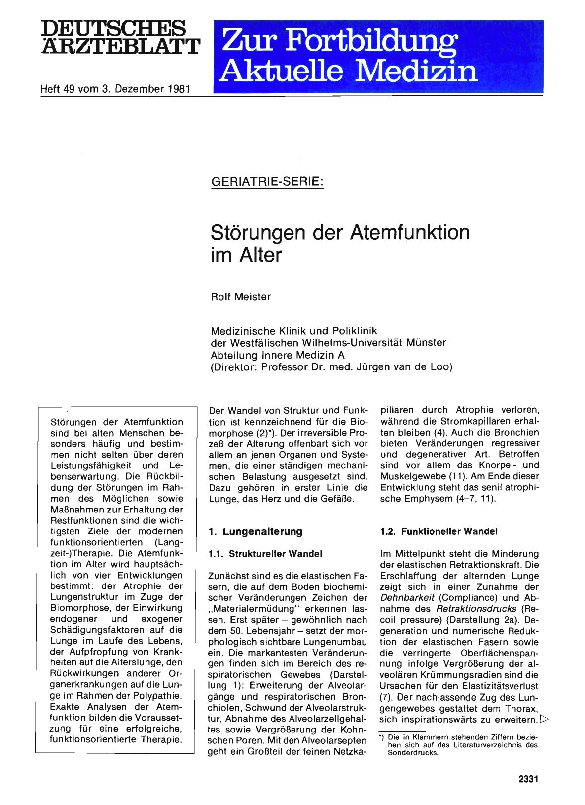 Vorschauseite 1: GERIATRIE-SERIE: Störungen der Atemfunktion im Alter