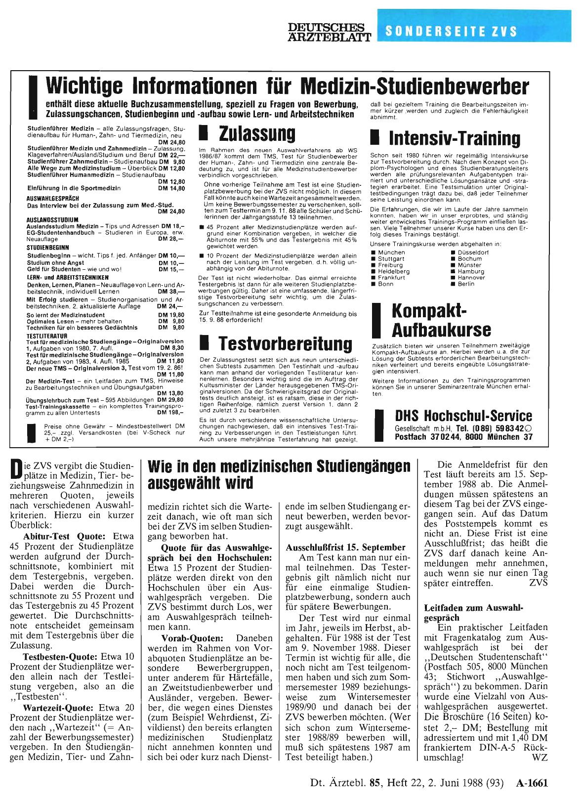 Vorschauseite 1: Sonderseite ZVS: Wie in den medizinischen Studiengängen ausgewählt wird