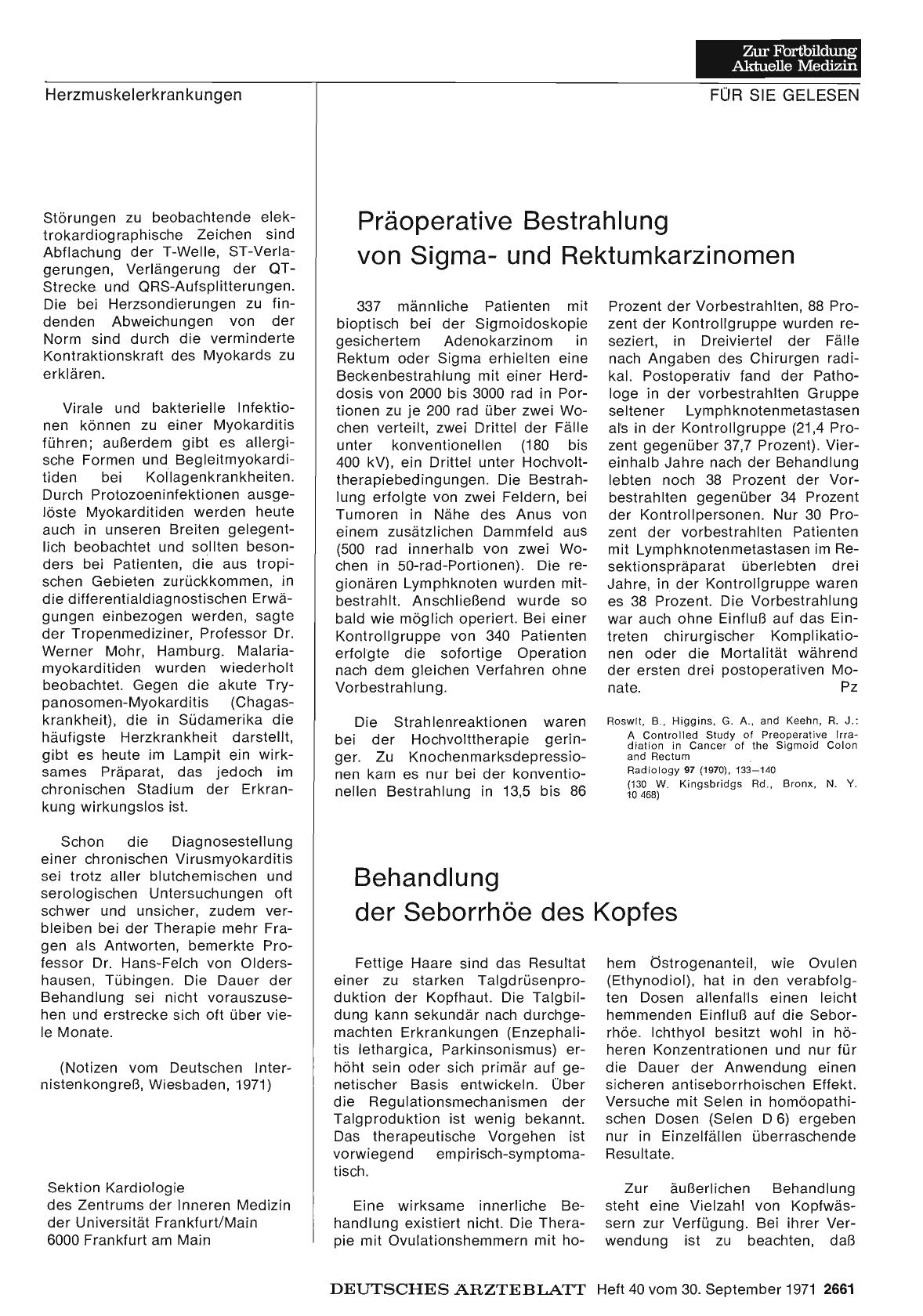 Vorschauseite 1: Präoperative Bestrahlung von Sigmaund Rektumkarzinomen