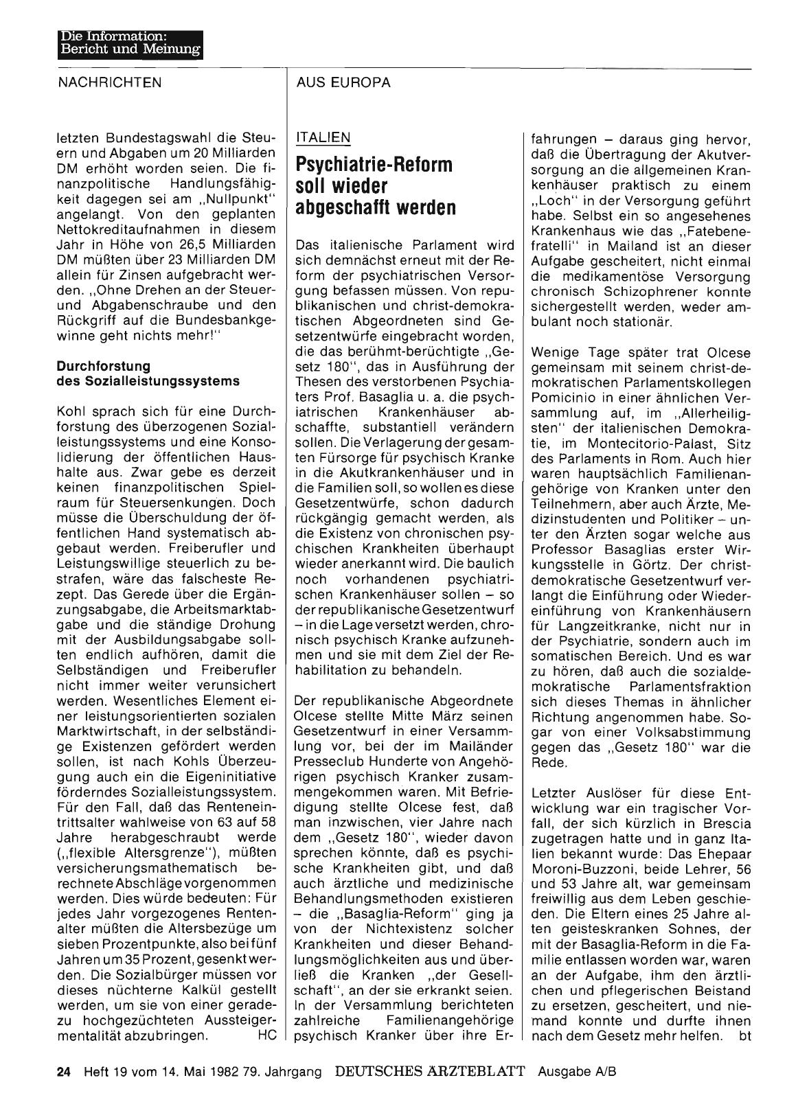 Vorschauseite 1: Italien: Psychiatrie-Reform soll wieder abgeschafft werden
