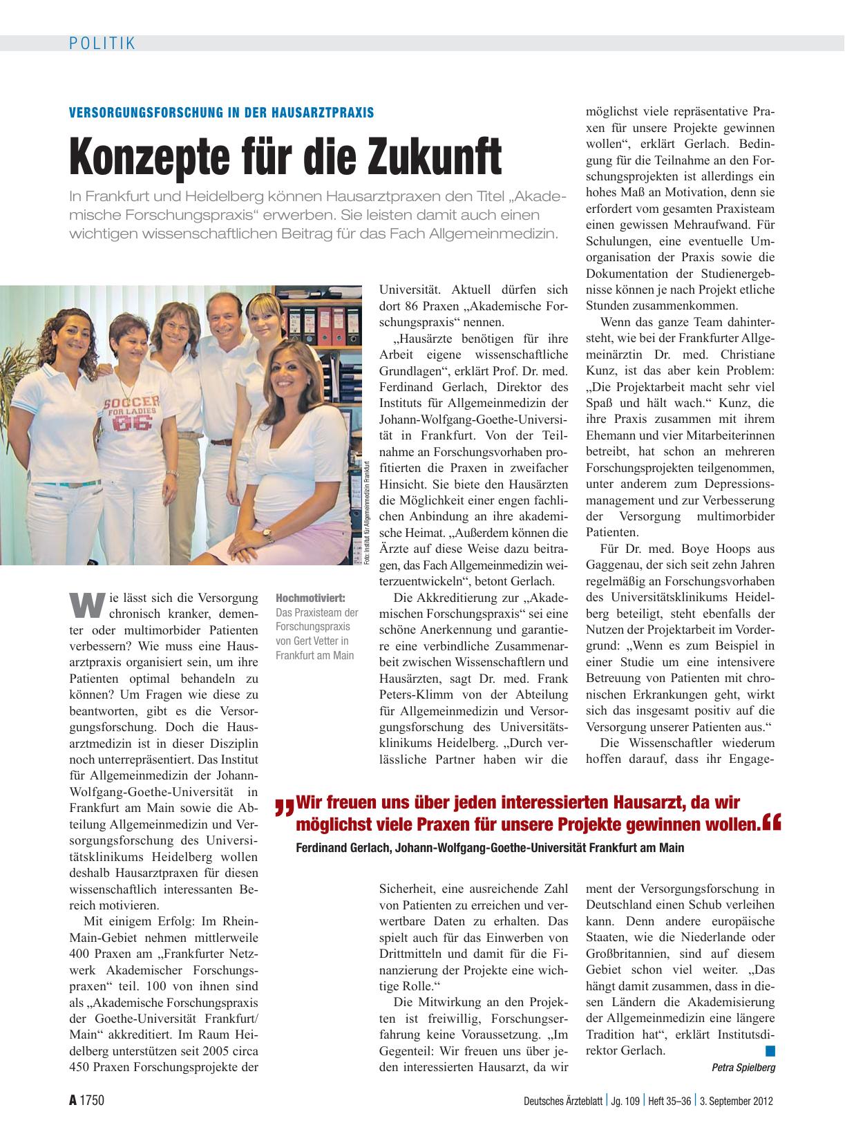 Vorschauseite 1: Versorgungsforschung in der Hausarztpraxis: Konzepte für die Zukunft