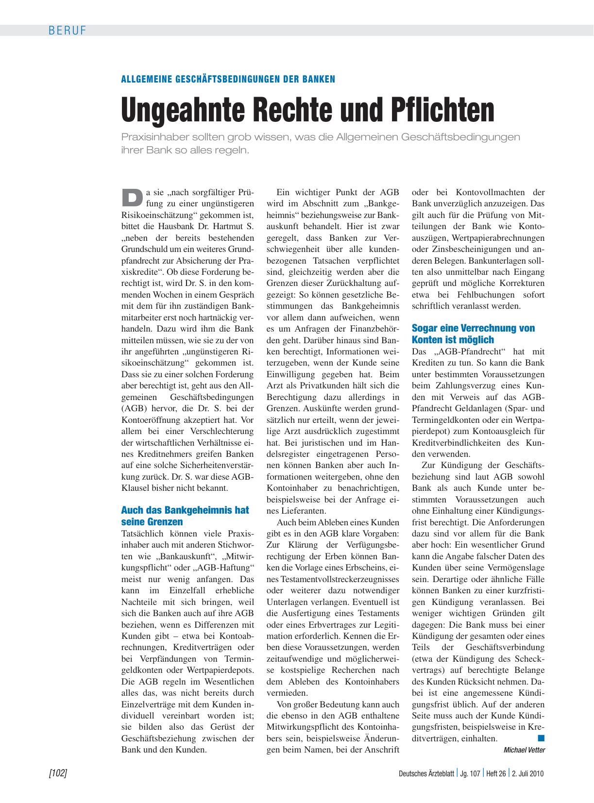 Vorschauseite 1: Allgemeine Geschäftsbedingungen der Banken: Ungeahnte Rechte und Pflichten