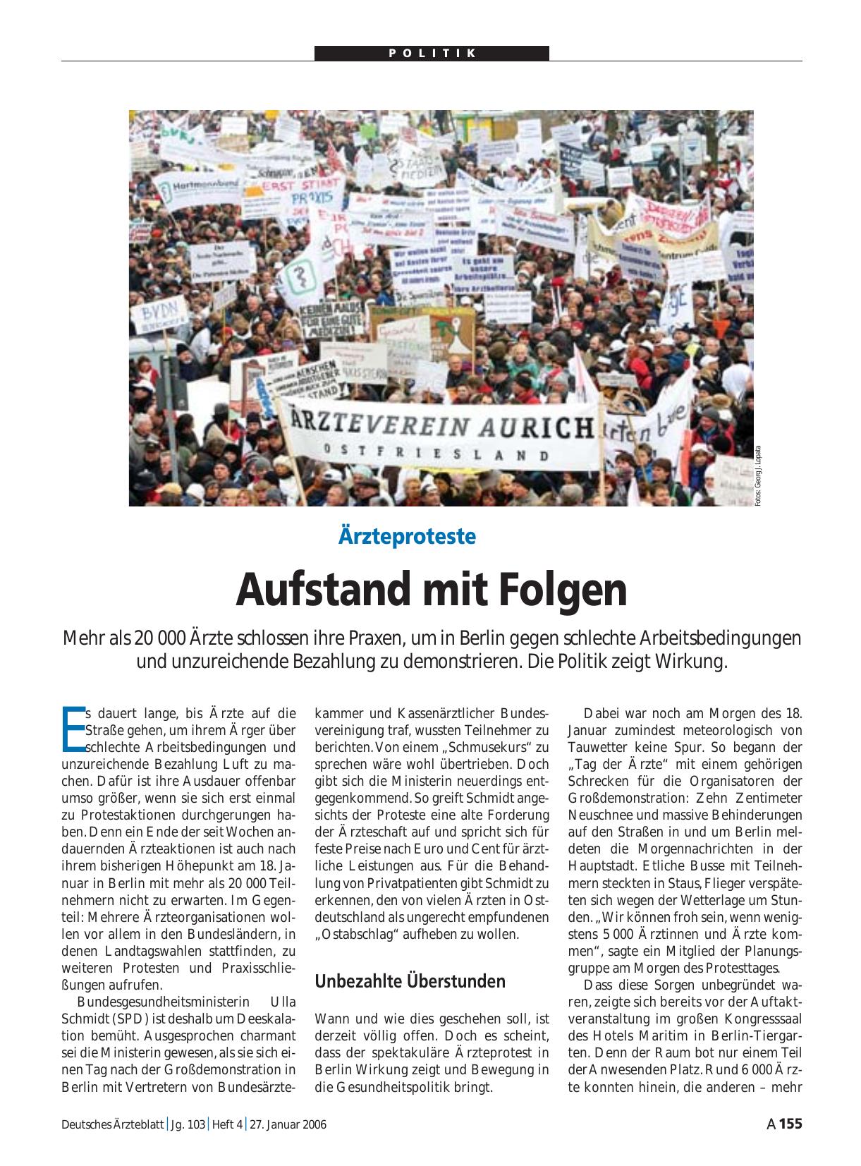 Vorschauseite 1: Ärzteproteste: Aufstand mit Folgen