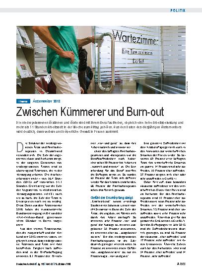Vorschauseite 1: Ärztemonitor 2018: Zwischen Kümmerer und Burn-out
