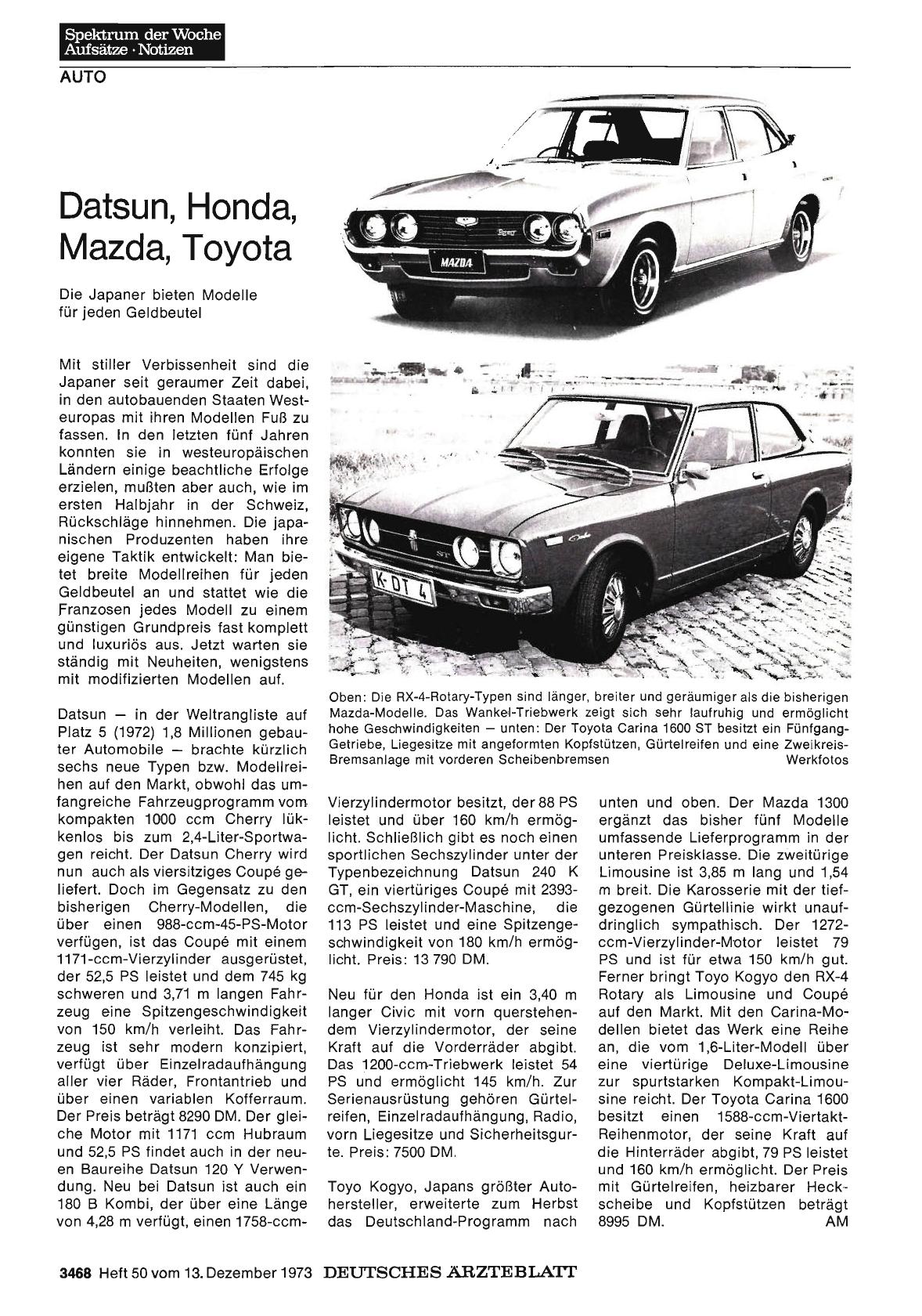 Vorschauseite 1: Datsun, Honda, Mazda, Toyota