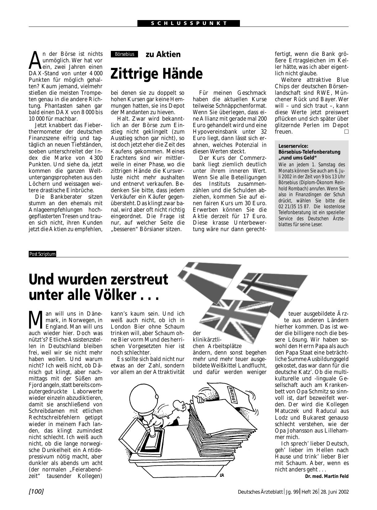 Vorschauseite 1: Leserservice: Börsebius-Telefonberatung „rund ums Geld“