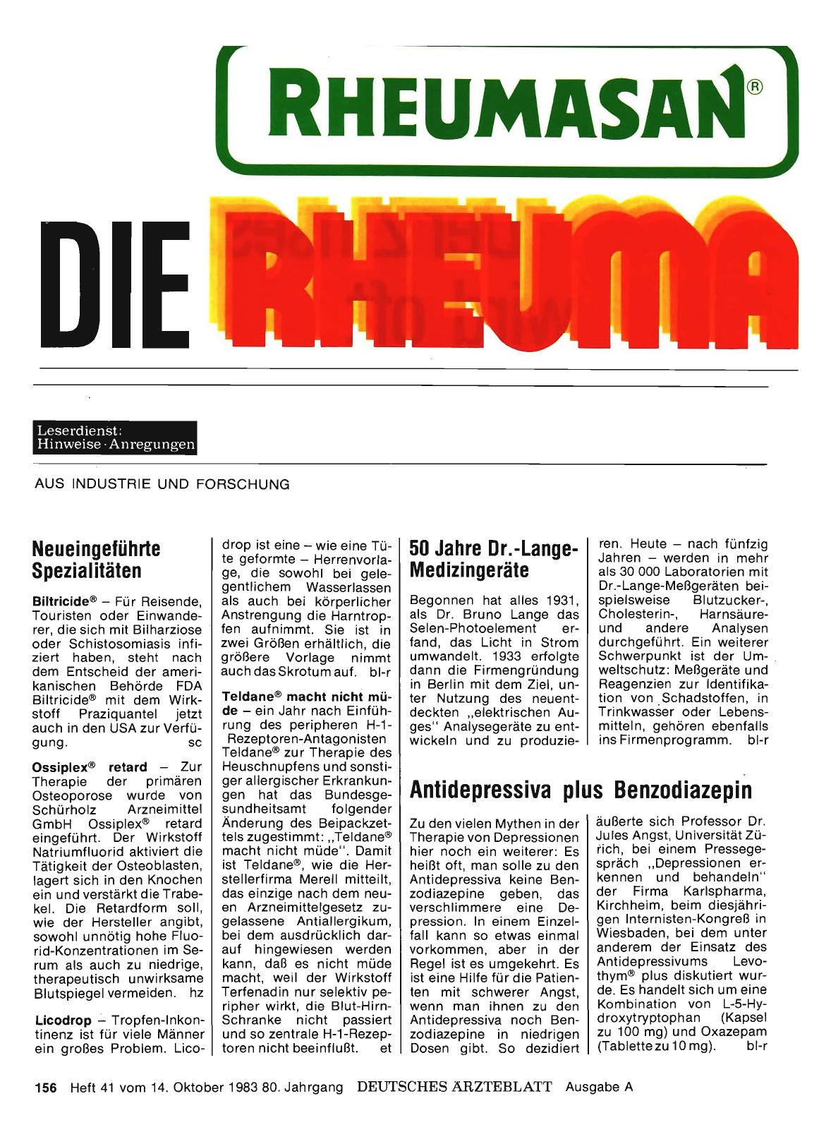 Vorschauseite 1: Neueingeführte Spezialitäten: Biltricide®