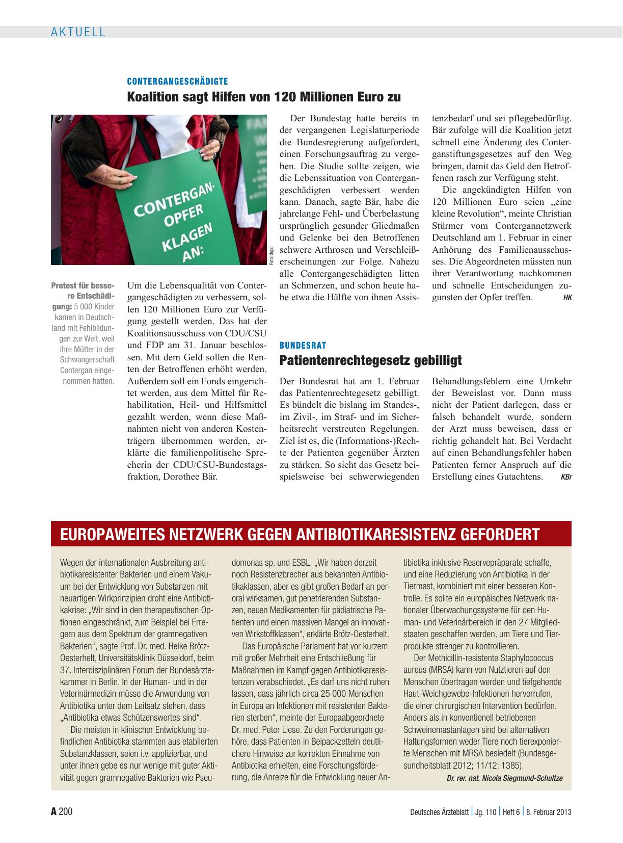Vorschauseite 1: Europaweites Netzwerk gegen Antibiotikaresistenz gefordert