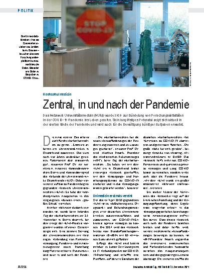 Vorschauseite 1: Hochschulmedizin: Zentral, in und nach der Pandemie