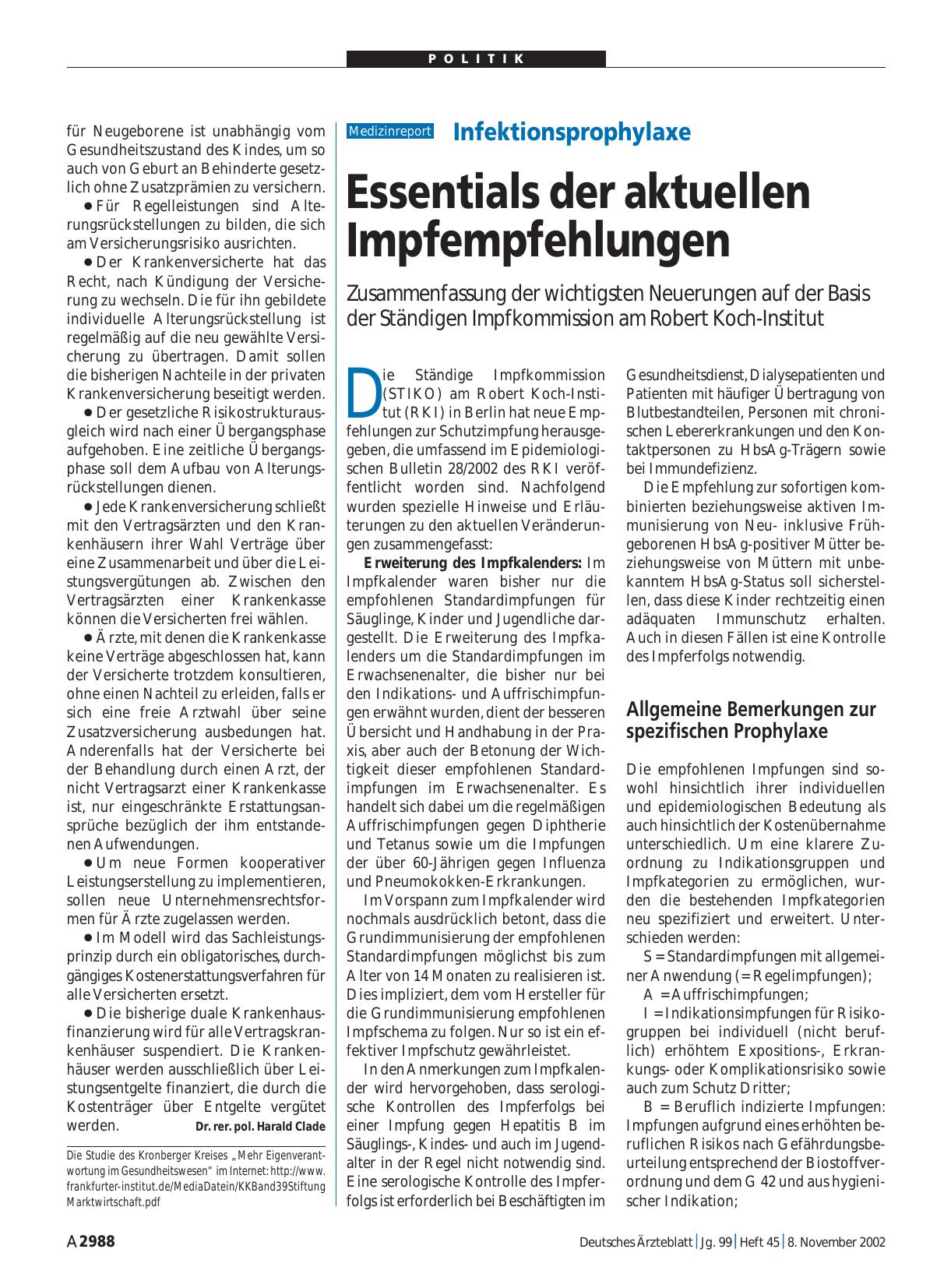 Vorschauseite 1: Infektionsprophylaxe: Essentials der aktuellen Impfempfehlungen