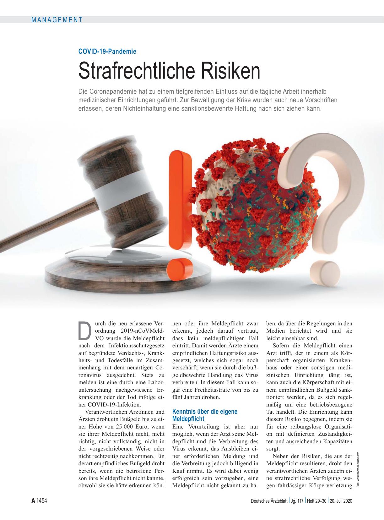 Vorschauseite 1: COVID-19-Pandemie: Strafrechtliche Risiken