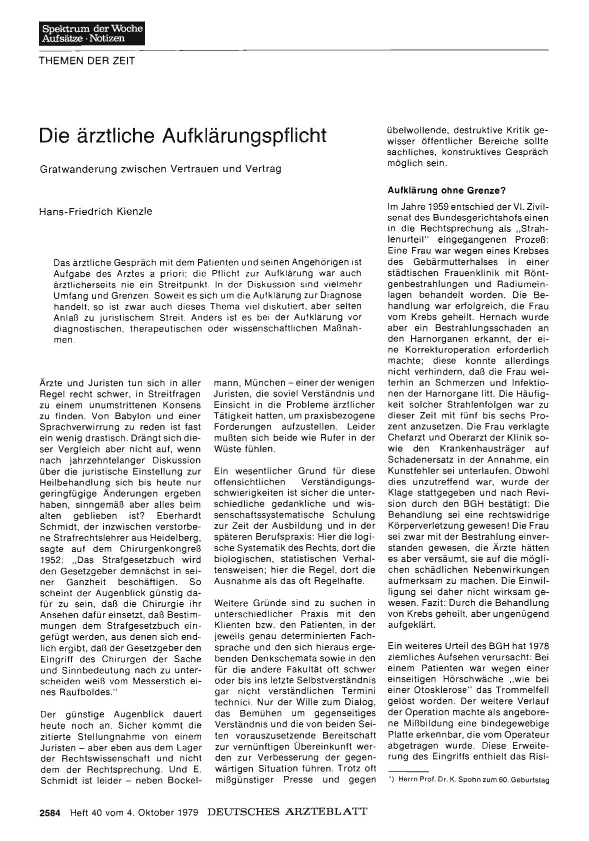 Vorschauseite 1: Die ärztliche Aufklärungspflicht: Gratwanderung zwischen Vertrauen und Vertrag