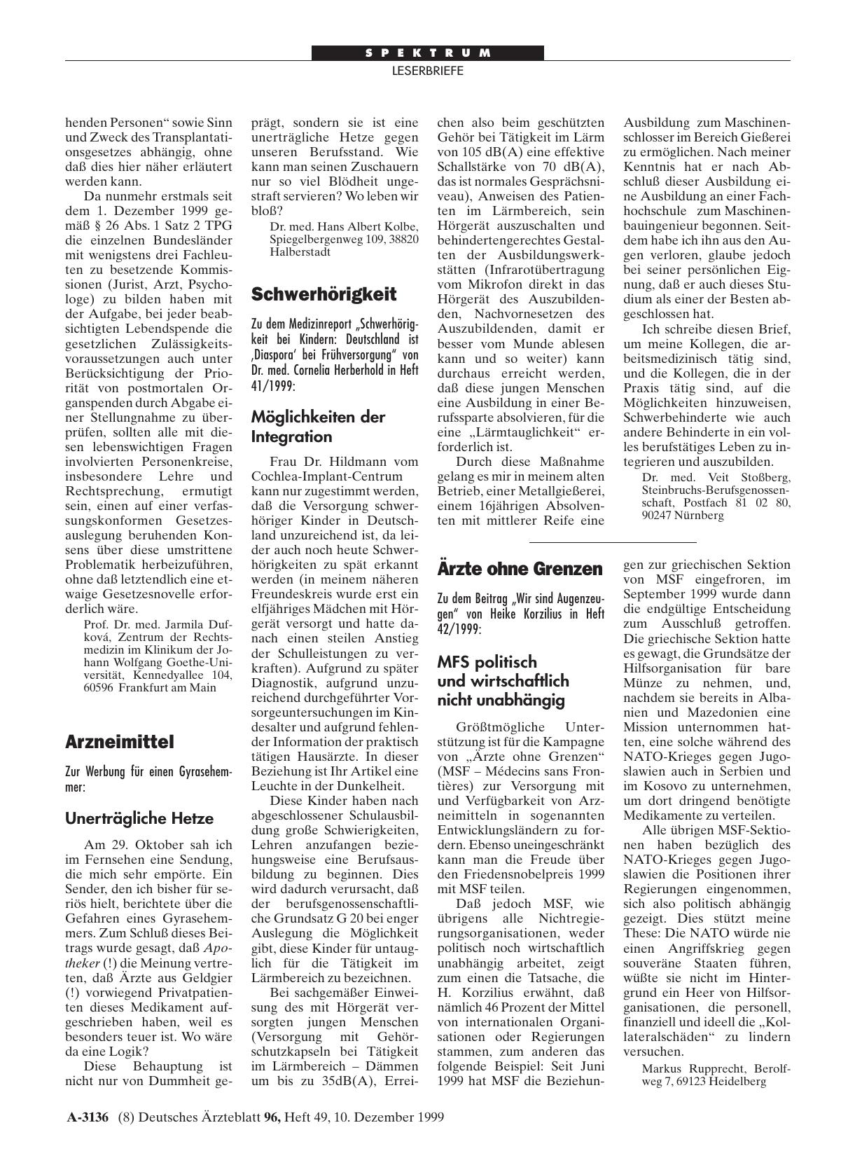 Vorschauseite 1: Ärzte ohne Grenzen: MFS politisch und wirtschaftlich nicht unabhängig