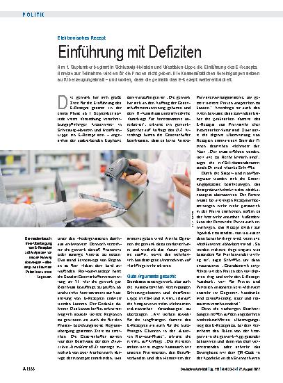 Vorschauseite 1: Elektronisches Rezept: Einführung mit Defiziten