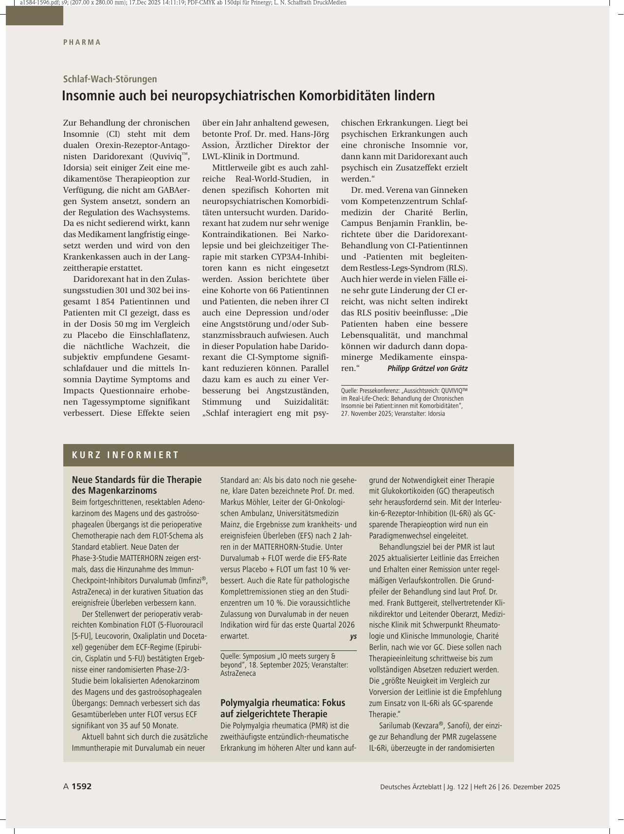 Vorschauseite 1: Schlaf-Wach-Störungen: Insomnie auch bei neuropsychiatrischen Komorbiditäten lindern