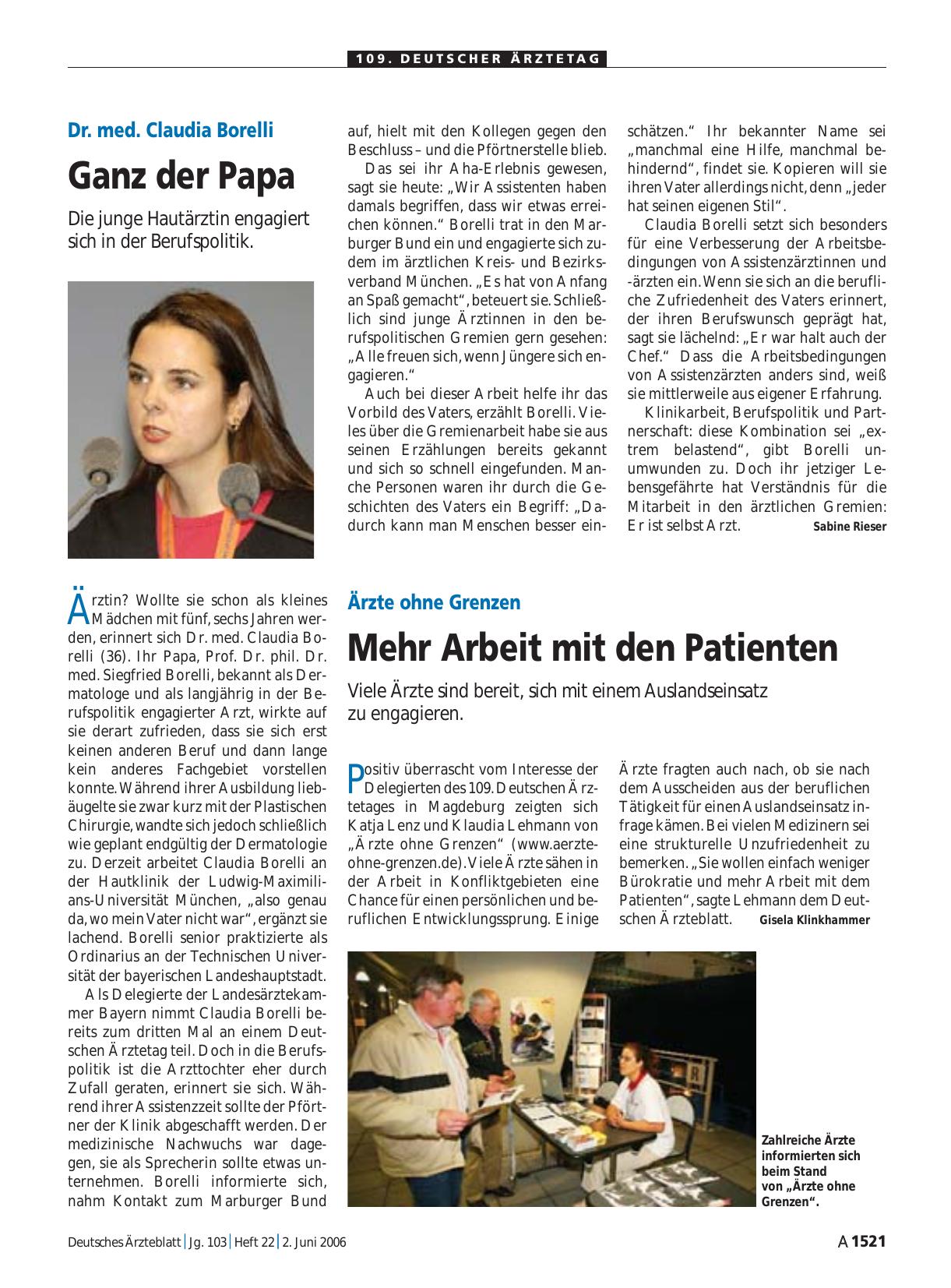 Vorschauseite 1: Dr. med. Claudia Borelli: Ganz der Papa