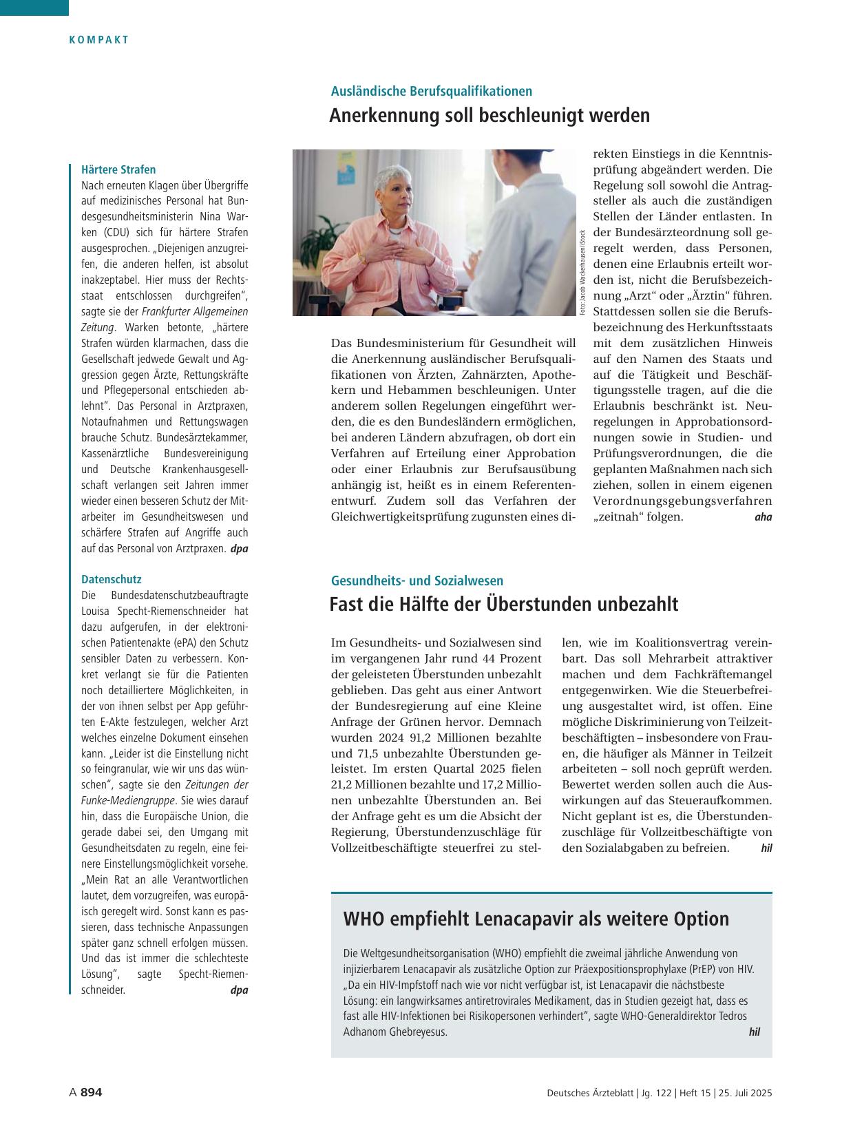 Vorschauseite 1: WHO empfiehlt Lenacapavir als weitere Option
