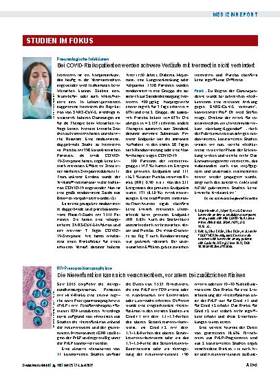 Vorschauseite 1: HIV-Präexpositionsprophylaxe: Die Nierenfunktion kann sich verschlechtern, vor allem bei zusätzlichen Risiken