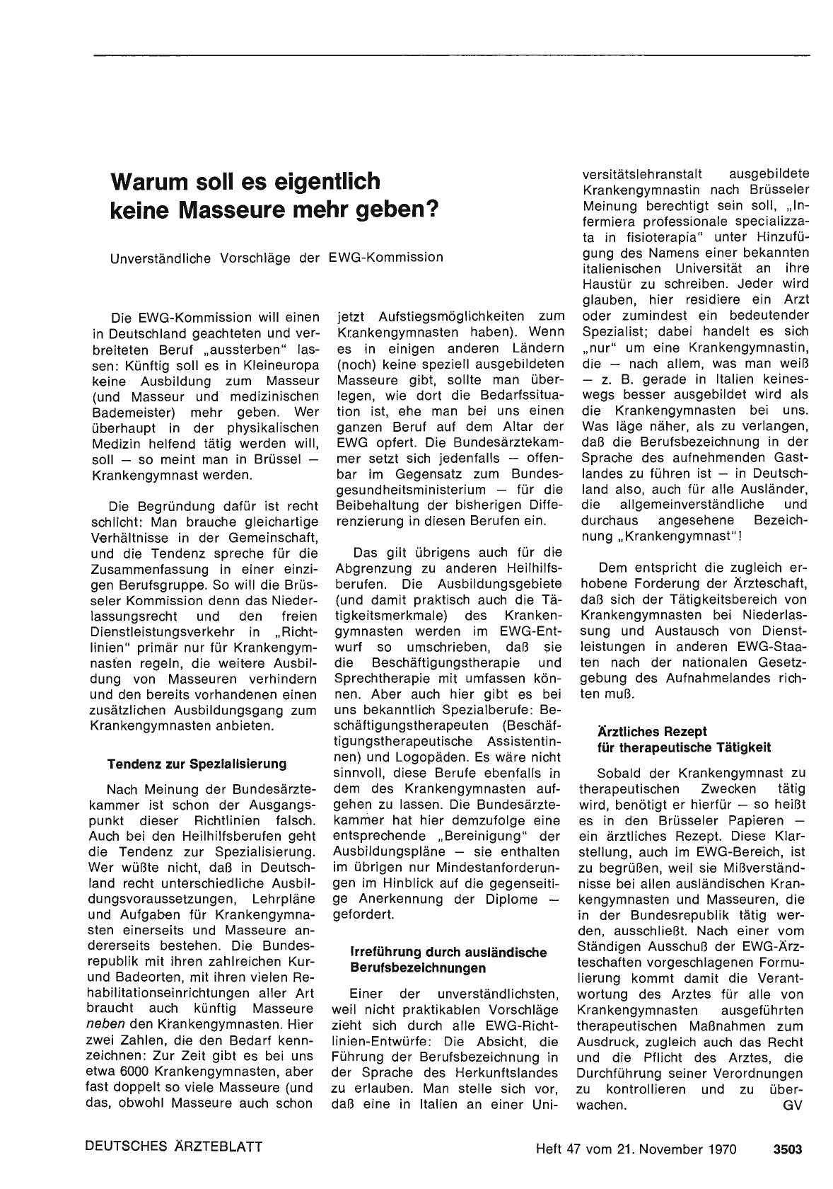 Vorschauseite 1: Warum soll es eigentlich keine Masseure mehr geben?