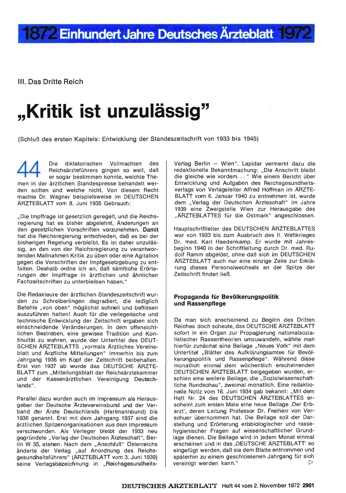 Vorschauseite 1: III. Das Dritte Reich: „Kritik ist unzulässig"
