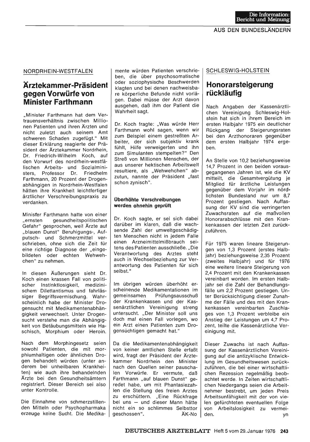 Vorschauseite 1: Schleswig-Holstein: Honorarsteigerung rückläufig