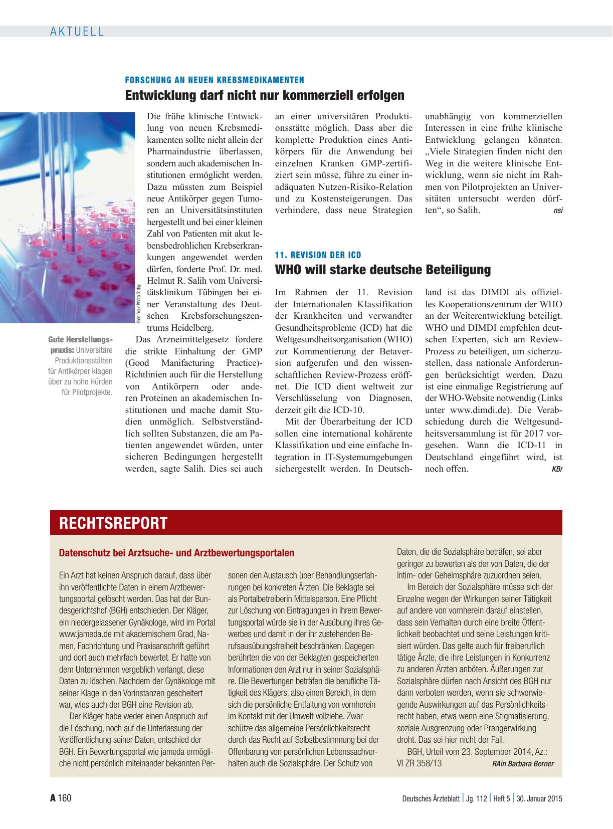 Vorschauseite 1: 11. Revision der ICD: WHO will starke deutsche Beteiligung