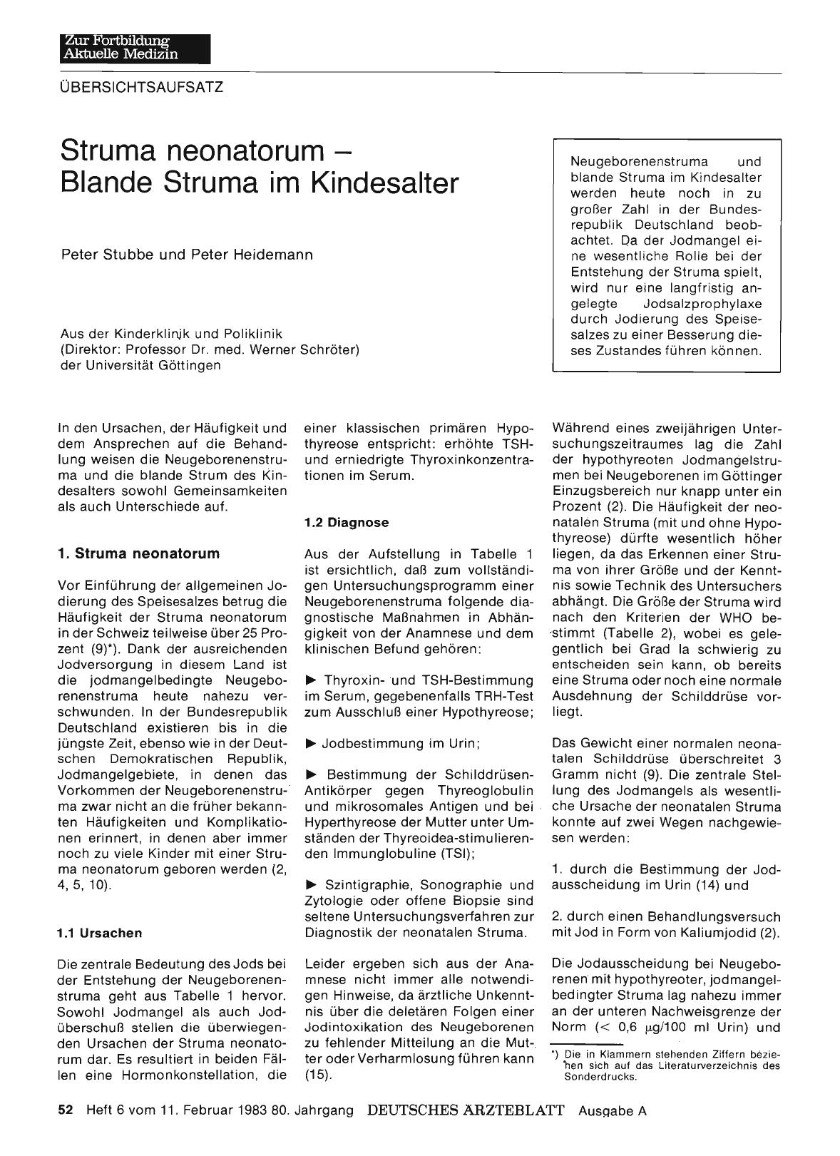 Vorschauseite 1: Struma neonatorum — Blande Struma im Kindesalter