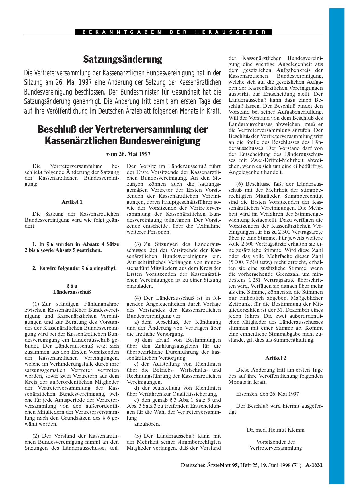 Vorschauseite 1: Satzungsänderung