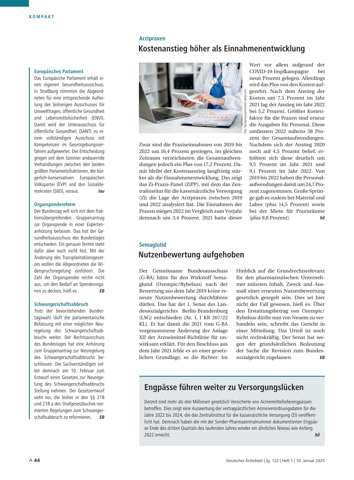 Vorschauseite 1: Engpässe führen weiter zu Versorgungslücken.
