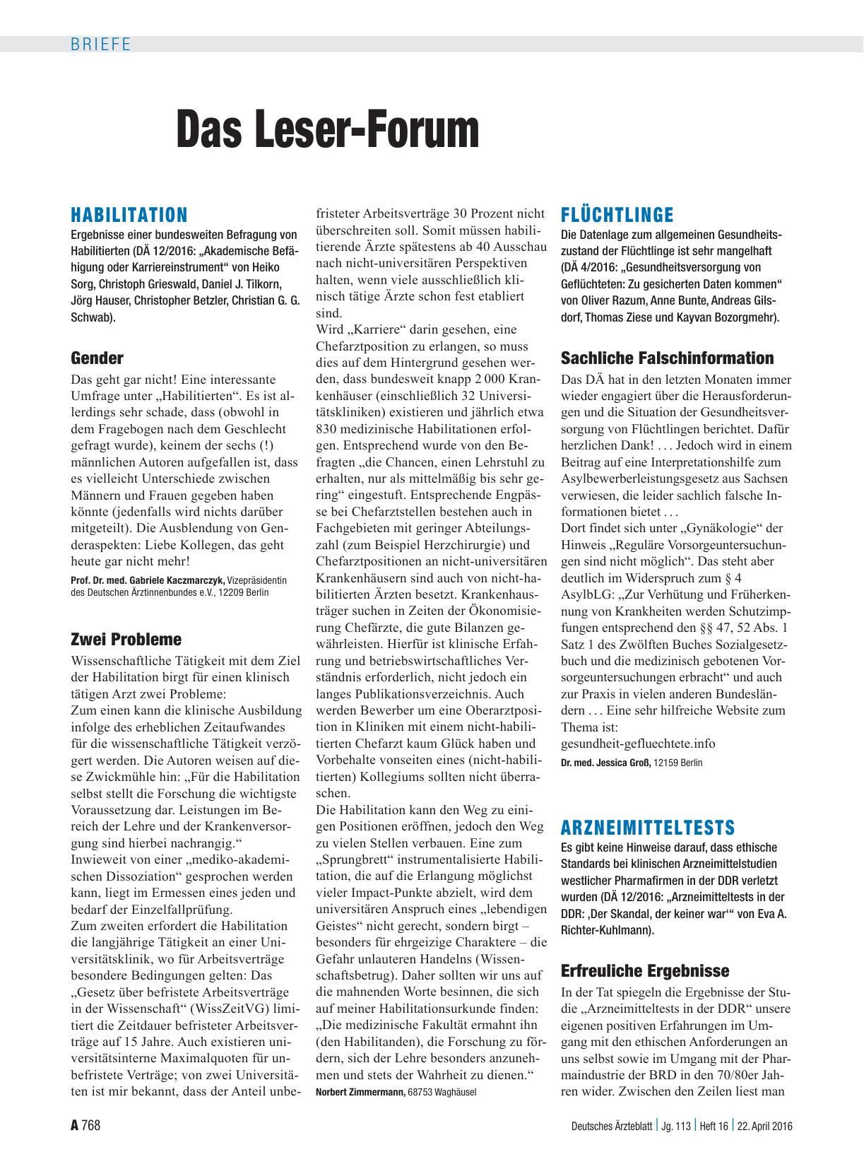 Vorschauseite 1: Habilitation: Gender