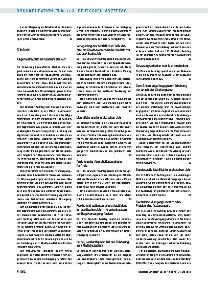 Vorschauseite 6: Entschliessungen zum Tagesordnungspunkt V: Tätigkeitsbericht der Bundesärztekammer