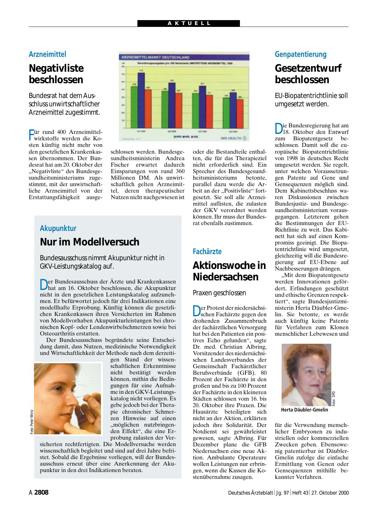 Vorschauseite 1: Akupunktur: Nur im Modellversuch