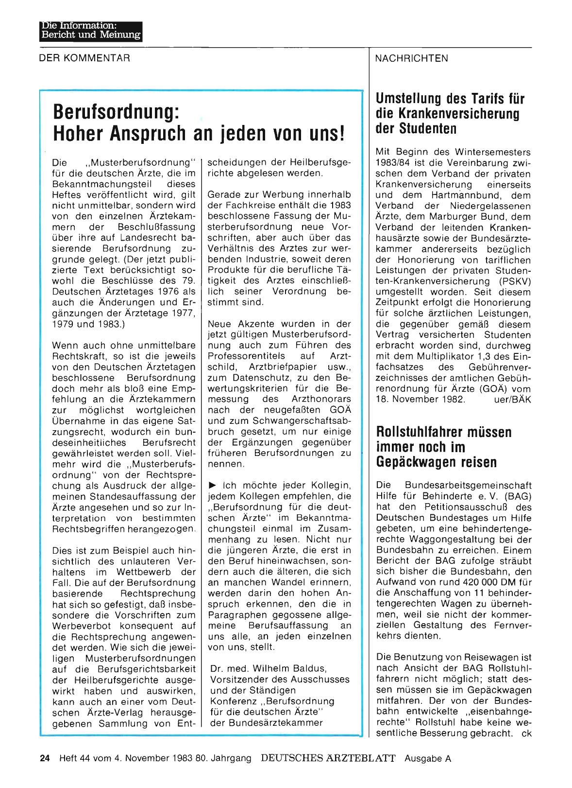 Vorschauseite 1: Berufsordnung: Hoher Anspruch an jeden von uns!