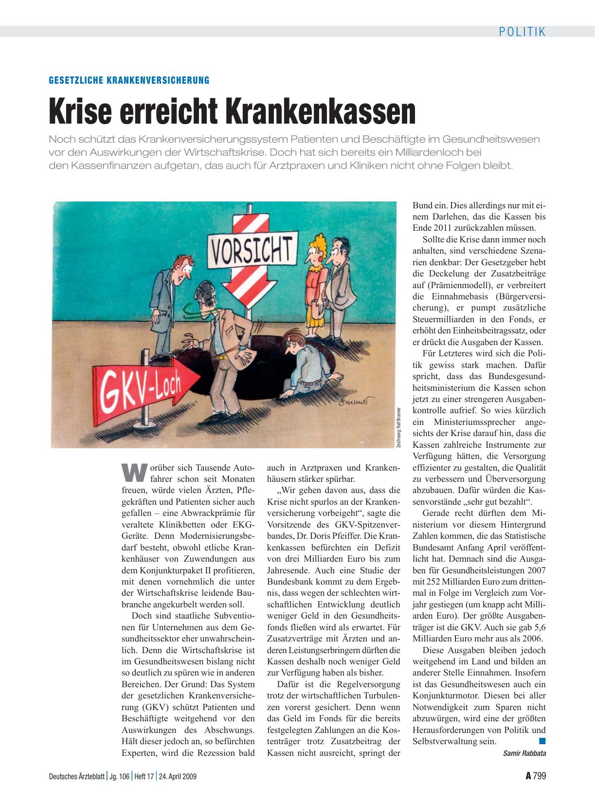 Vorschauseite 1: Gesetzliche Krankenversicherung: Krise erreicht Krankenkassen
